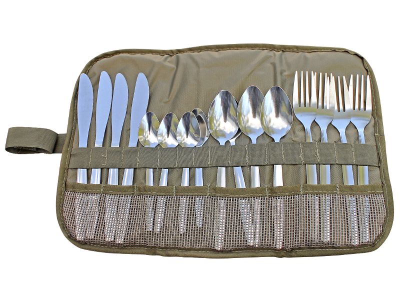 Load image into Gallery viewer, Cutlery Roll-Up Compact 4-Set Ripstop Kitted
